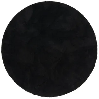 Pergamon Luxus Super Soft Hochflor Teppich Silky Rund Schwarz, 200x200cm