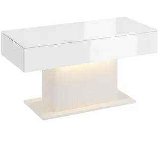 Homcom Couchtisch Spanplatte MDF Weiß , Weiß Hochglanz , Holzwerkstoff , Nachbildung , 2 Schubladen , Rechteckig , Sockel , 48x55x108 cm , Wohnzimmer, Wohnzimmertische, Beistelltische