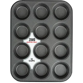 Zuvo Muffinform für 12 Tassen – Antihaftbeschichtet BPA-frei Spülmaschinenfest Muffinblech Cupcake-Backform Schwarz