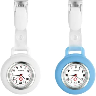 Avaner Krankenschwesteruhr Silikon Schwesternuhr mit Clip: Taschenuhr Krankenschwester Schwesteruhr Pflegeruhr Ansteckuhr FOB Analog Quarzwerk Uhr für Arzt Doktor Krankenschwester Damen Herren