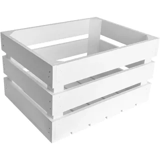 Creative Deco Weiße Holzkiste | 40 x 30 x 23 cm | Geschliffen | Kiste Holz | Obstkiste Deko Weinkisten Apfelkiste | Perfekt als Holzbox Geschenkbox Spielzeugkiste Aufbewahrungskiste Osterdeko