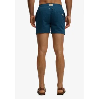 Superdry Badeshorts "EMBROIDERED LOGO 15 SWIM SHORT" aus Polyester, modische Passform, unifarbenes Design, pflegeleicht, blau bottle
