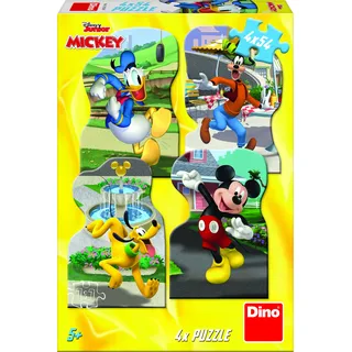 Dino Puzzle - Mickey Mouse Stadt - 4 x 54 Teile Karton Spielzeug