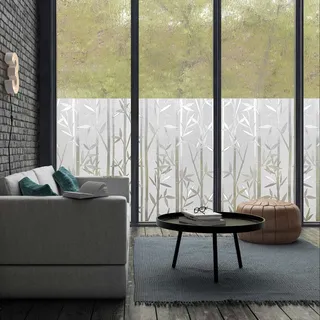 Sichtschutzfolie für Fenster, elektrostatisch, Bambus, 45 x 200 cm, Gute Privatsphäre, Blickdicht, für Fenster, Anti-UV, matt, für Büro, Haus, Badezimmer, Küche