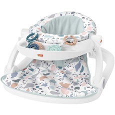 Fisher-Price HPF45 - transportabler Baby-Stuhl mit Ablage und 2 Babyspielzeugen, Bodensitz, Babyzubehör