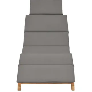 vidaXL Klappbare Sonnenliege mit Dunkelgrauer Auflage Massivholz Teak - Grau