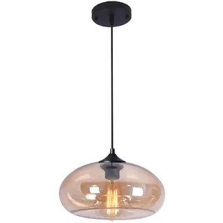 S-Cevada 28cm Bunt Glas Lampenschirm Hängelampe, Industrie Vintage Pendelleuchte E27 Loft Bar Deckenleuchte Pendellampe Für Küche Schlafzimmer Wohnzimmer Kronleuchter (Bernstein)