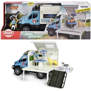 Dickie Toys - Tierarzt-Fahrzeug Animal Rescue - Mobile Tierarztpraxis mit beweglicher Spielzeug-Figur und Tieren, für Kinder ab 3 Jahren