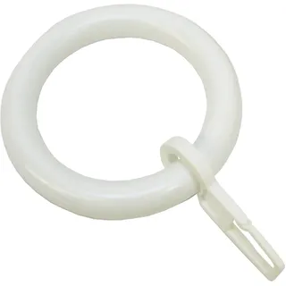 GARDINIA Gardinenringe für Gardinenstangen Ø 28 mm, Mit Gardinenhaken, 10 Stück, Ring-Breite 8 mm, Kunststoff, Weiß
