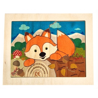 Hess Holzspielzeug 14974 - Minipuzzle Fuchs aus Holz, handgefertigt, für Kinder ab 3 Jahren, ca. 12,5 x 10 x 1 cm, mit Waldfuchs-Motiv, Farben auf Wasserbasis