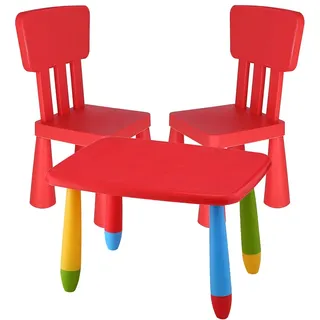 Wellhome Tisch Und 2 Stühle Set - Red - 72.5x57x47 cm