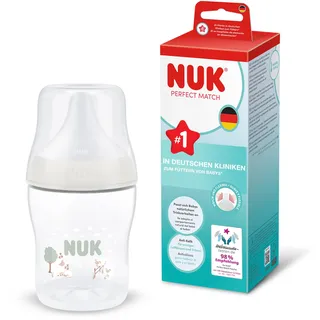 NUK Perfect Match Babyflasche | 0+ Monate | 150 ml | Anti-Kolik-Babyflasche | PP | Temperature Control Anzeige | Schafe | 1 Stück