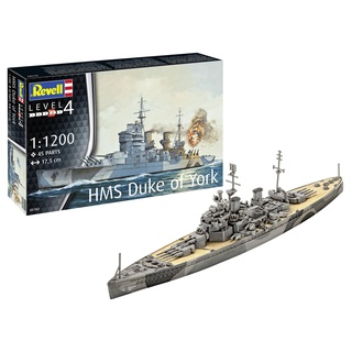 Revell Modellbau I Model Set HMS Duke of York I Maßstab 1:1200 I 45 Teile I Bastelset ab 12 Jahren I Detailgetreues Modell I Historisches Schiff I Modellbausatz, Molded Color