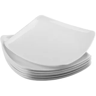 imposyu Teller Set 6 Personen Speiseteller Weiß 23,9x3,3cm Teller Eckig Dessertteller Kuchenteller Platzteller Weiß Servierplatte für Dessert, Vorspeisen Usw