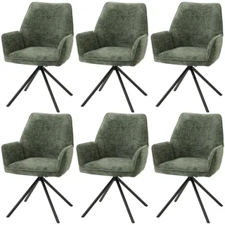 Mendler Esszimmerstuhl HWC-G67 Chenille MVG grün 6er Set