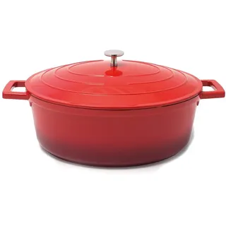 Baumalu - Kasserolle rund Aluguss - Ø24 cm - Rot-Verlauf | 2-lagige Antihaftbeschichtung Xylan Plus, Edelstahldeckel, alle Herdarten inkl. Induktion, leicht, gleichmäßige Wärme
