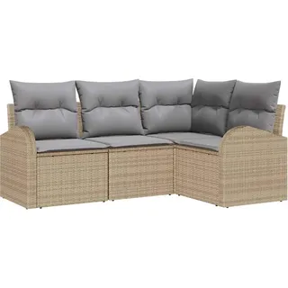 vidaXL Gartensofa-set Beige Poly-Rattan - Beige