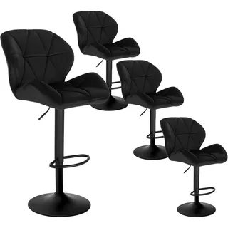 WOLTU 4er Set Barhocker, höhenverstellbar drehbar, Samt Stahl, Schwarz - Schwarz