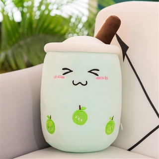 EXQULEG Bubble Tea Plüschtier Boba Kuscheltier Plüschpuppen Weiche Kuscheltier Tee Weiche Puppe Teetasse Kissen Kinderspielzeug (Blau-Schielen,50cm)