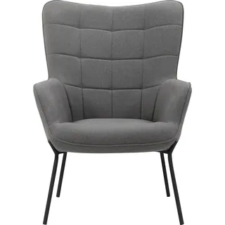 Home affaire Loungesessel »Luukas, Ohrensessel mit Metallbeinen,« 1 Stk. tlg. Stoff recyceltes Polyester, Sitz und Rücken gepolstert, Sitzhöhe 46 cm, schwarz