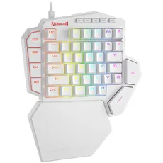 Redragon K585 DITI Einhändige mechanische RGB-Gaming-Tastatur, Typ-C-Profi-Gaming-Tastatur mit 7 integrierten Makrotasten, abnehmbare Handballenauflage, 42 Tasten (weiß, blauer Schalter)