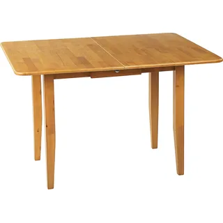BELIANI Esstisch heller Holzfarbton Gummibaumholz 90/120 x 60 cm Ausziehbar mit Schublade Massivholzbeine Rechteckig Retro Design - Braun
