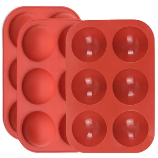 Fahibin 3 große Halbkugel-Silikonformen, Silikonform Kugel, 6 Löcher Silikonform Rund, für Eisbomben, Mini Teacake, Fondant, Bonbons