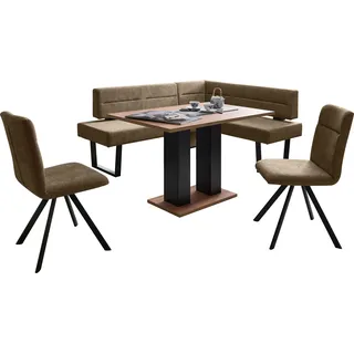 massivline & more Eckbankgruppe "Martina", 5 Stk. tlg. frei im Raum stellbar, spanplatte, metall, mercury 105 braun, schwarz),