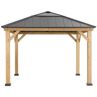 Sunjoy Pavillon 3,36 x 2,87 m inkl. Seitenteile Beige/Braun/Grau