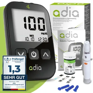 adia Blutzuckermessgerät-Set (mg/dl) zur Blutzucker-Kontrolle bei Diabetes Gerät 1 St