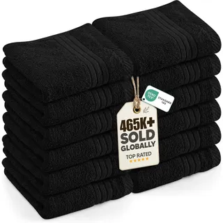 Utopia Towels - 12er Seiftücher Set 30x30 cm, 100% Baumwolle Frottier 500 g/m2, Oeko-TEX Waschlappen & Gästehandtücher, flauschig gesichtstücher (Schwarz)