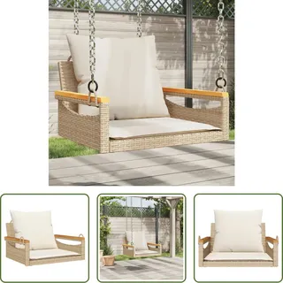 The Living Store Hängesessel mit Kissen Beige 63x62x40 cm Poly Rattan - Beige