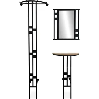 Kompaktgarderobe >Corby< (3-teilig) in schwarz / Nachbildung Artisan Eiche - 55x185x28,5 (BxHxT) - Schwarz