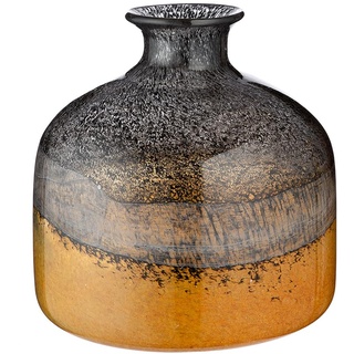 GILDE GLAS art Deko Vase - Blumenvase durchgefärbtes Glas - Deko Herbst - Geschenk für Frauen Weihnachten Geburtstag - Farbe: Braun Schwarz - Ø 21 cm Höhe 21 cm