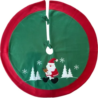 r runder Weihnachtsbaumrock – Weihnachtsbaumdecke – Baumdecke – Weihnachtsmann – 90 x 90 cm - Rot, Grün