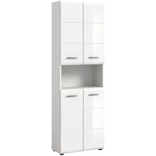 VCM Ice Hochschrank 60 x 185 cm Weiß Hochglanz Holz