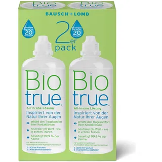 Bausch + Lomb Biotrue All-in-One Lösung - Kontaktlinsenreiniger und Aufbewahrungslösung für weiche Kontaktlinsen, 2er Pack, 2 x 300 ml
