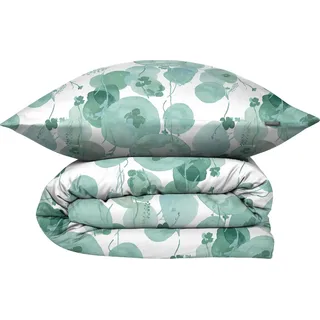 SCHIESSER Bettwäscheset Mia | Renforcé | 2-teilig | Floral | 100 % Baumwolle | Reißverschluss | 135x200 cm + 80x80 cm | Mint