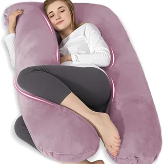 Chilling Home Schwangerschaftskissen, U Form Seitenschläferkissen mit Bezug U Kissen Stillkissen groß Lagerungskissen, Kissen für Frauen und Seitenschläfer(Lila, Samt)