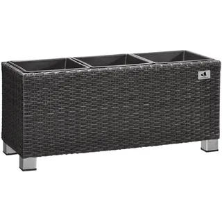 Gartenfreude Pflanzkübel, Raumteiler, Polyrattan für Innen und Außen, Kunststoffeinsatz mit Aluminiumfüßen, anthrazit, 78x27x34 cm, 4000-1072-001