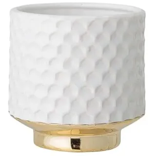 Nordring Retro Übertopf Vintage Pflanztopf für Zimmerplanzen Blumentopf Goldy M (12,5 cm ø), weiß, Keramik
