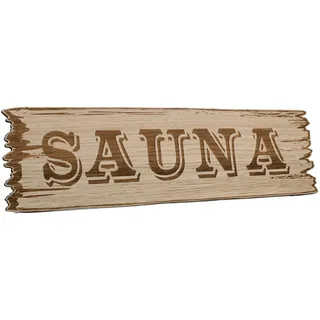 Sauna Schild 3D Western Art Eiche Shabby Chic Deko Geschenk Holz ca 29 x 8 Wanddeko Wandbild Wandschild mit Klebepunkten(Sauna 29x8 cm)