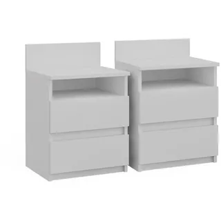 Vicco Nachttisch Monty Weiß 39.6 x 59.1 cm 2er Set , Holzwerkstoff , 4 Fächer , Rechteckig,Rechteckig , 32.3x59.1x39.6 cm , Schlafzimmer, Nachtkästchen