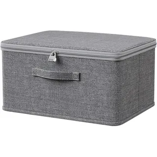 ATSGJLZN Abschließbare Box,Kisten Aufbewahrung mit Deckel,Aufbewahrungsbox mit Deckel Stoff,Verschließbare Box Abschließbar mit Reißverschluss und Schloss (38 x 25.5 x 16 cm)