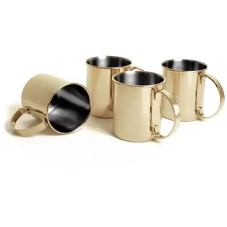 ECHTWERK Moscow Mule Becherset, 4-tlg, Bruchsichere Edelstahl-Gläser, Cocktail-Set, Cocktailgläser perfekt für Gin, Vodka, Bier und Kaltgetränke, Geschenkset, Gold-Edition, 1000 ml
