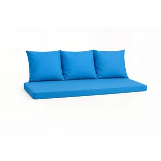 Setgarden  Mix Bench Kissen Outdoor Kissen Bankauflage 140x50+2x50x56cm Kissen Für 3-Sitzer Bänke 1tlg Blau