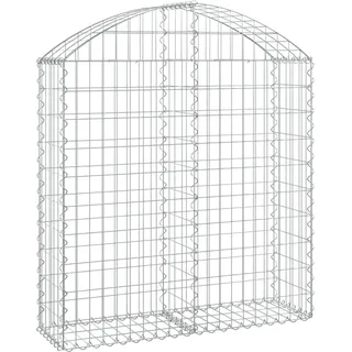 vidaXL Gabione mit Hochbogen 100x30x100/120 cm Verzinktes Eisen - Silber