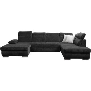 Wohnlandschaft WERK2 "Cordoba 359 x 232 cm inkl. Bettfunktion, modern und bequem, viel Platz", grau (anthrazit), B:359cm H:86cm T:232cm, 100% Polyester, Sofas, Wohnlandschaft, Struktur weich, U-Form, XXL, Schlaffunktion, Bettkasten