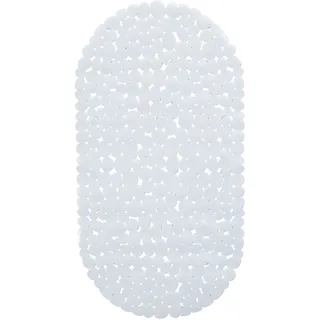 Relaxdays Badewannenmatte Steinoptik, rutschfeste Badeeinlage mit Saugnäpfen, waschbare Rutschmatte, 36 x 68 cm, weiß, 1 Stück