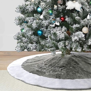 Dremisland 90cm Weihnachtsbaum Röcke Plüsch Weihnachtsbaum Rock Grau Weiß Kunstpelz Weihnachtsbaumdecke Fell Christbaumständer Teppich für Weihnachtsfeiertagsfeier Dekoration